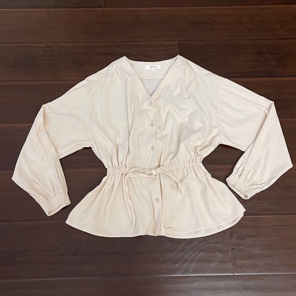 Niko And... Women's Ivory Corduroy Relaxed Japanese fashion top blouse Sz 4 (L) - Picture 1 of 11